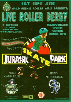 Cover of Roller Derby programme for "Jurassic Skate Park"