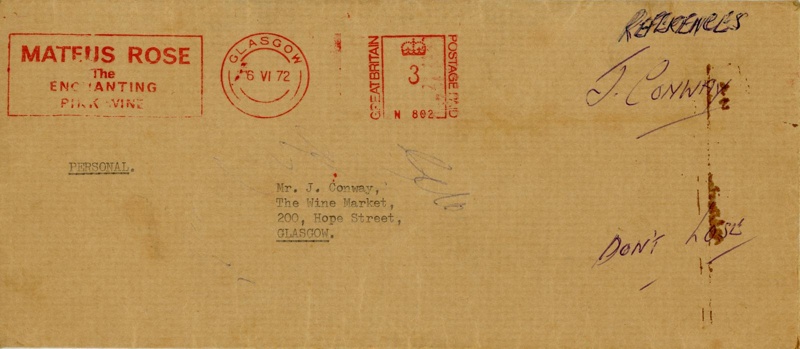 Envelope marked "References" for Joseph Conway; 1951-54; GWL-2017-106-5-1