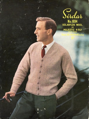 Knitting Pattern: Man's Raglan Cardigan; Sirdar Design No. 1694; c.1960s; GWL-2015-94-39