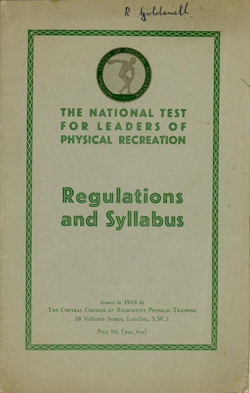 Booklet cover: Regulations and Syllabus; Central Council of Recreative Physical Training; 1943; GWL-2024-16-1