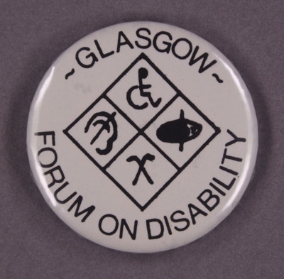 Badge: Glasgow Forum on Disability; GWL-2013-50-38