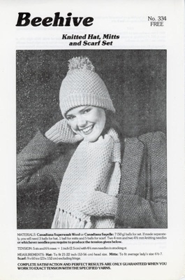 Knitting pattern: Hat, Mitts & Scarf Set; Patons & Baldwins Canada Inc; GWL-2022-15-21