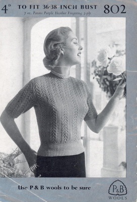 Knitting pattern: Lacy Rib Jumper; P&B Wools No. 802; GWL-2015-94-54