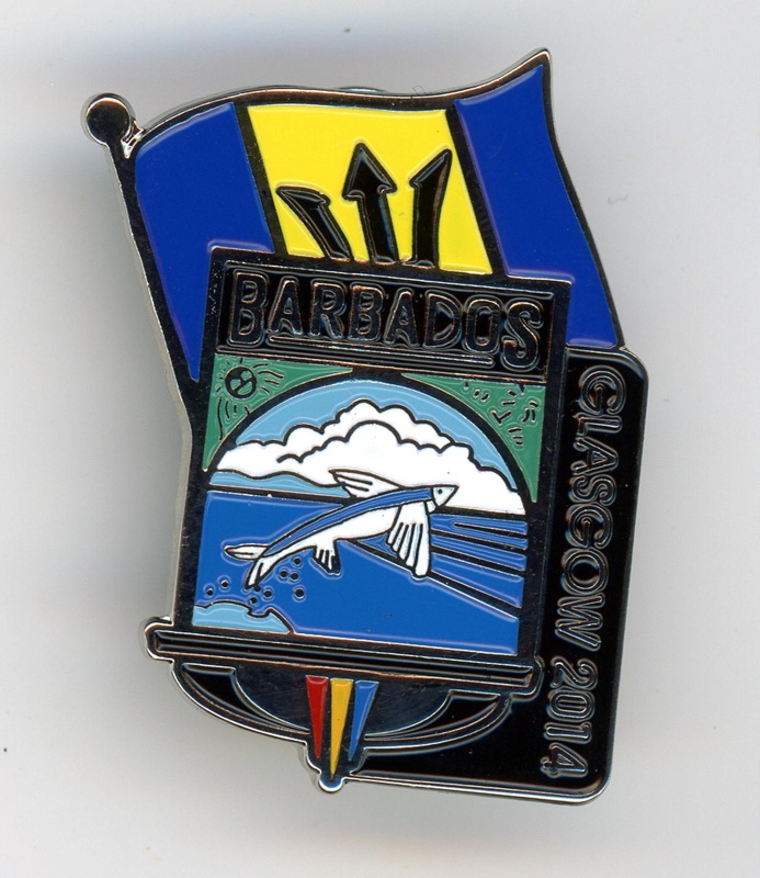 Badge: Barbados ~ Glasgow 2014; The Pin People | Laurie Artiss Ltd; GWL-2015-58-18