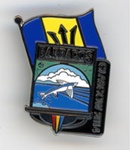 Badge: Barbados ~ Glasgow 2014; The Pin People | Laurie Artiss Ltd; GWL-2015-58-18
