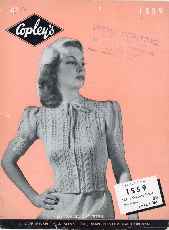 Knitting pattern: Lady's Dressing Jacket; Copley's No. 1559; GWL-2016-159-33