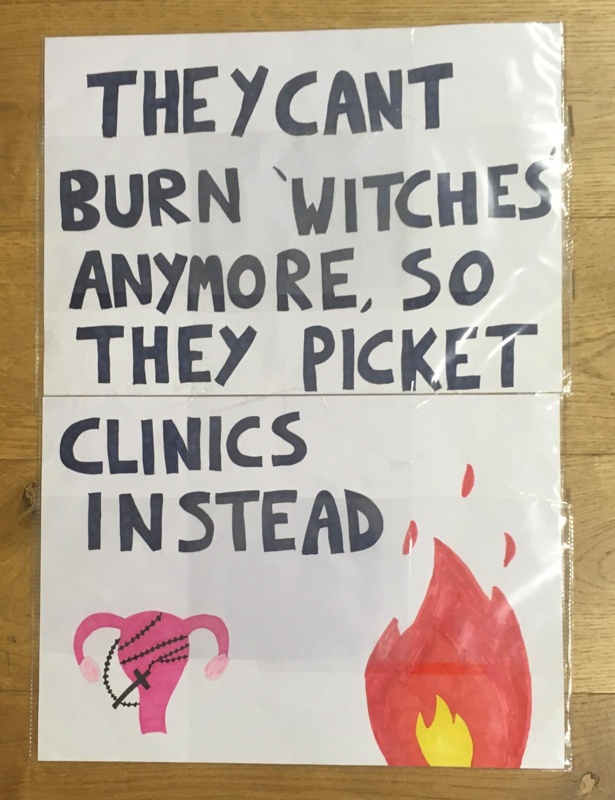 Placard: They Can't Burn 'Witches' Anymore...; Glasgow Students for Choice; 2023; GWL-2023-55-5