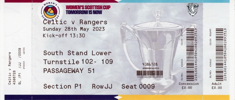 Ticket: Women's Scottish Cup Final; Scottish Football Association; 2023; GWL-2023-60-2