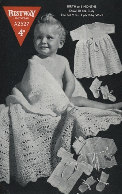 Knitting pattern: Babies Shawl and Set; Bestway Knitwear A2527; GWL-2016-95-74