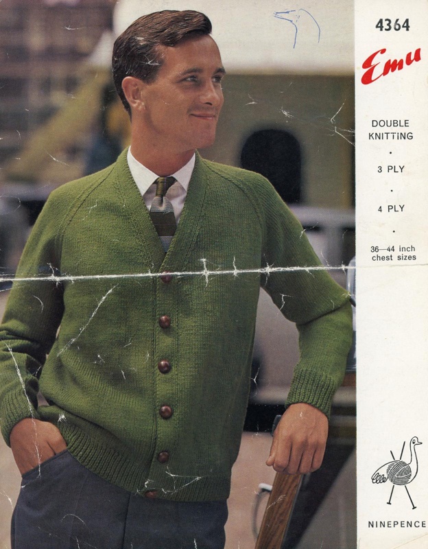 Knitting pattern: Man's Cardigan; Emu Wools 4364; GWL-2021-4-4