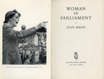 Title page: Woman in Parliament; Mann, Jean; 1962; GWL-2025-109-2