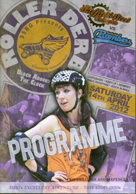 Programme cover for 'Block Around the Clock' presented by Sheffield Steel Roller Girls