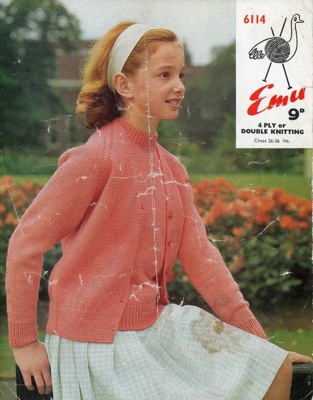 Knitting pattern: Classic Twin Set; Emu Wools No. 6114; GWL-2015-34-57