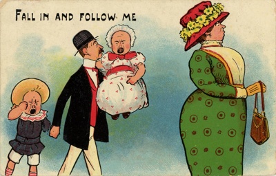 Postcard: Fall in and follow me; "National" Series; c.1911; GWL-2015-6-2