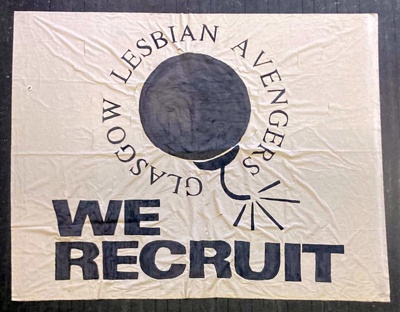 Banner: We Recruit; Glasgow Lesbian Avengers; 1995; GWL-2025-30
