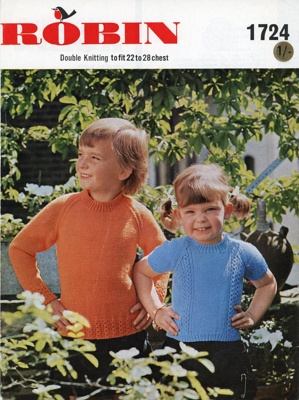 Knitting pattern: Patterned Jumpers for Children; Robin No. 1724; 1960s; GWL-2017-11-35