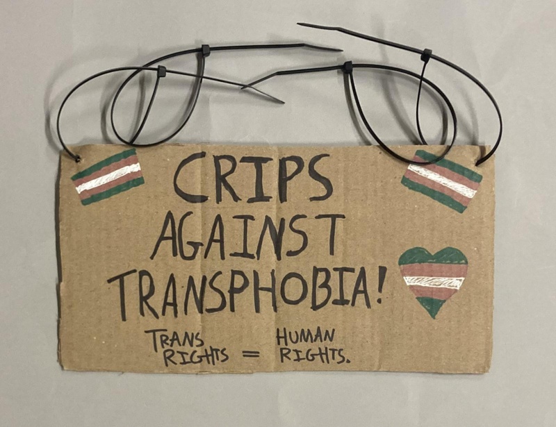 Placard: Crips Against Transphobia!; Solidarity Salon participant; 2025; GWL-2025-71-3