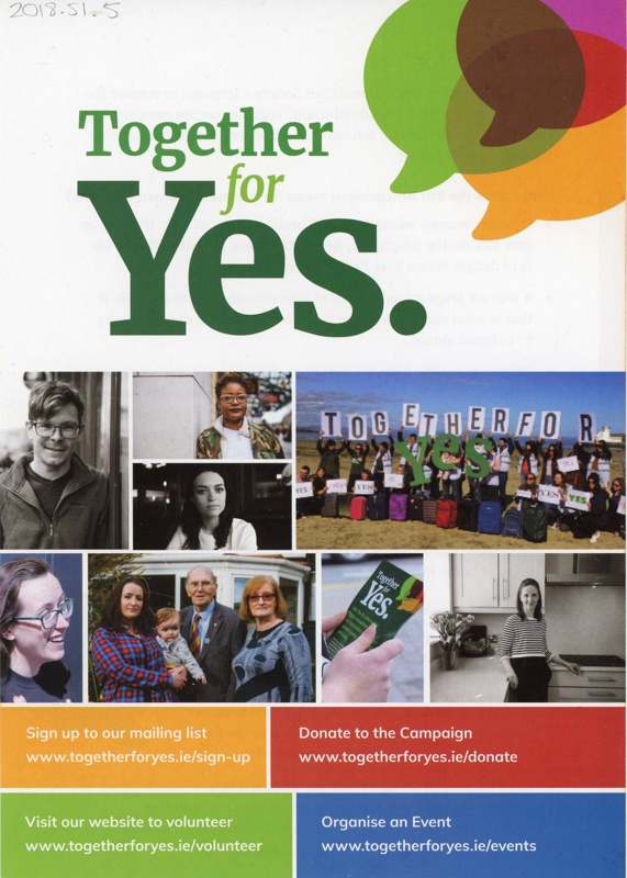 Flyer (front): Together for Yes; Together for Yes; c.2018; GWL-2018-51-5