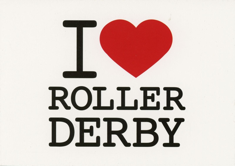 Postcard (front): I HEART ROLLER DERBY; Stuttgart Valley Rollergirlz; GW-2020-35-30
