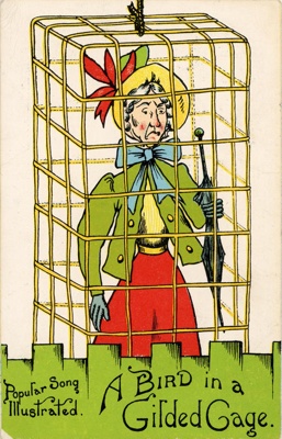 Postcard front: A Bird in a Gilded Cage; Havelock Lonsdale; c.1913; GWL-2024-77-23