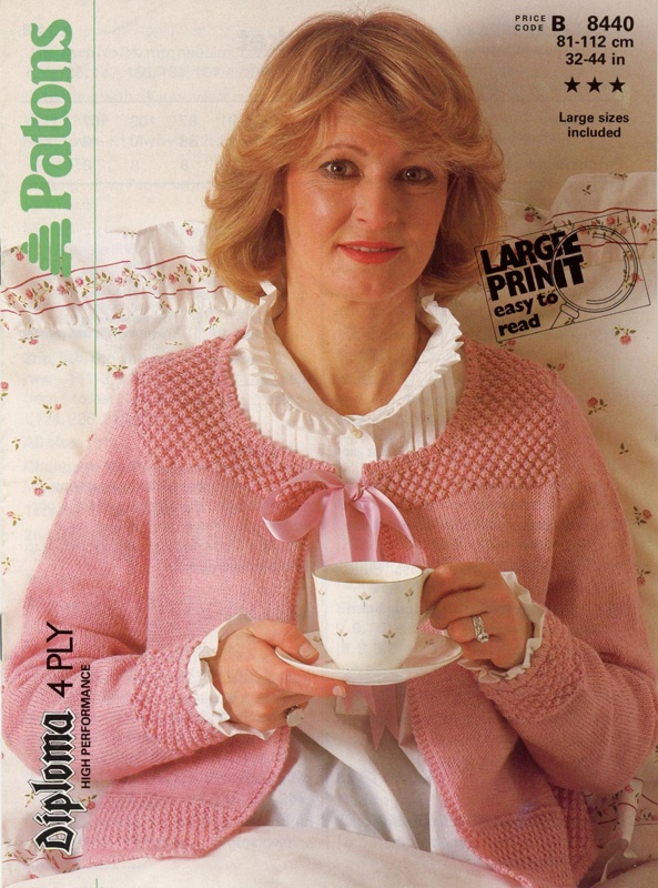 Knitting pattern: Bed Jacket; Patons Booklet No.8440; 1986; GWL-2022-135-20