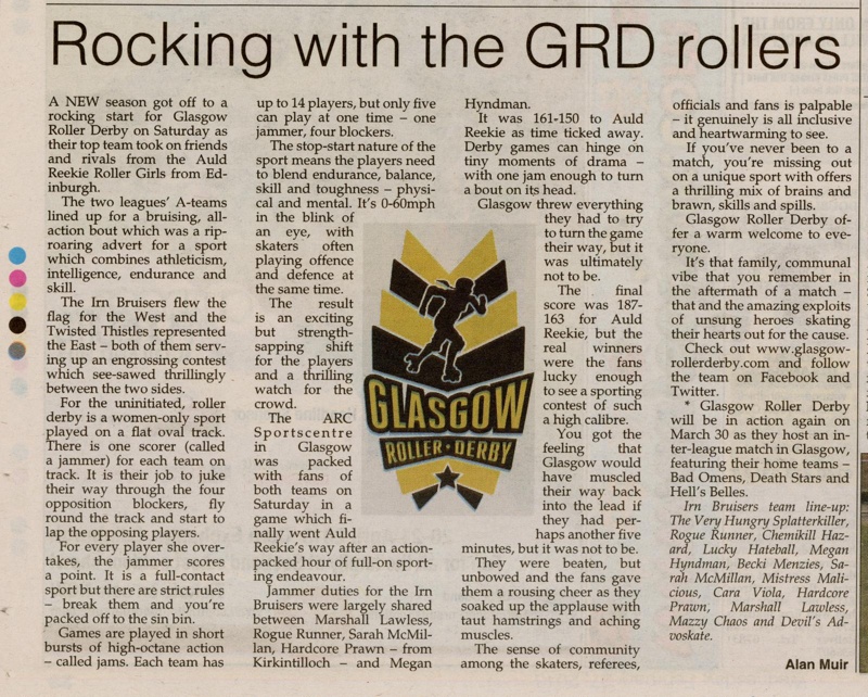 News article: Rocking With the GRD Rollers; Kirkintilloch Herald; 2013; GWL-2025-119-25