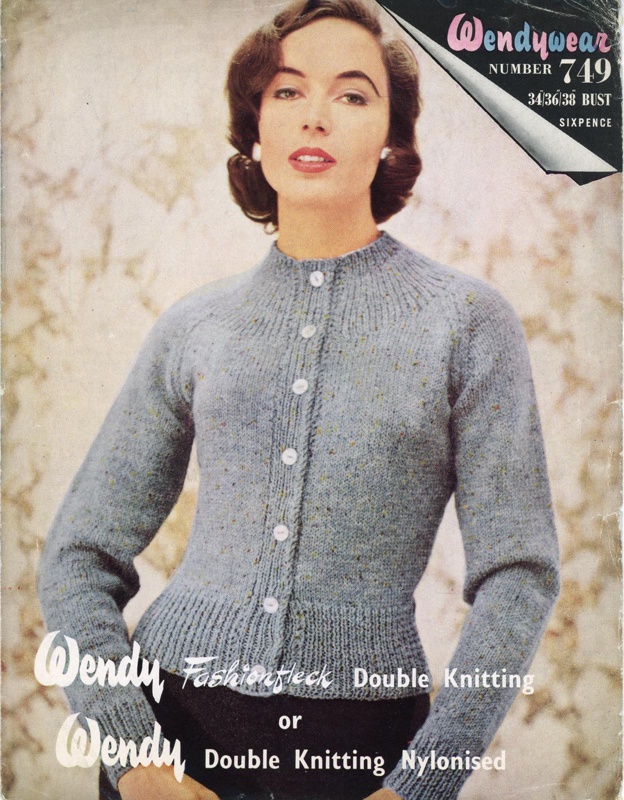 Knitting pattern: Lady's Cardigan with Ribbed Yoke; Wendywear No. 749; GWL-2022-134-11