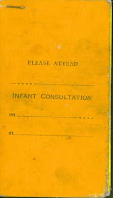 Front cover of infant medical record for Eileen Conway of Glasgow, 1949