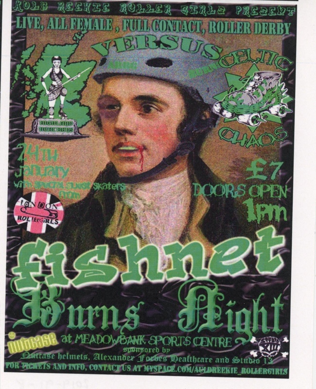 Flyer (A6): Fishnet Burns Night; Auld Reekie Roller Derby; Jan 2009; GWL-2019-91-8