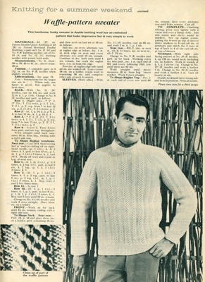 Knitting pattern: Waffle-Pattern Sweater; c.1960s; GWL-2016-159-21