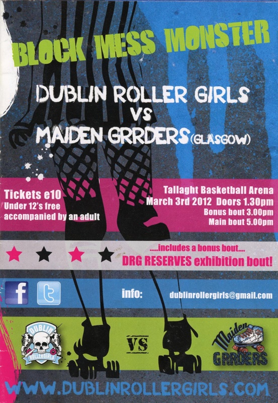 Programme cover: Block Mess Monster; Dublin Roller Derby; 2012; GWL-2019-59-47