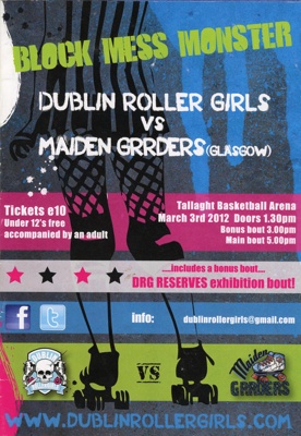 Programme cover: Block Mess Monster; Dublin Roller Derby; 2012; GWL-2019-59-47