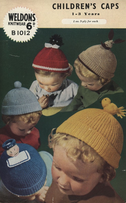 Knitting pattern: Children's Caps; Weldons Knitwear No. B1012; GWL-2016-95-49