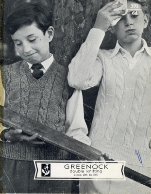 Knitting pattern: Boy's Cable Pullover; Greenock DK No. 391; Scotch Wool Shop; GWL-2015-34-21