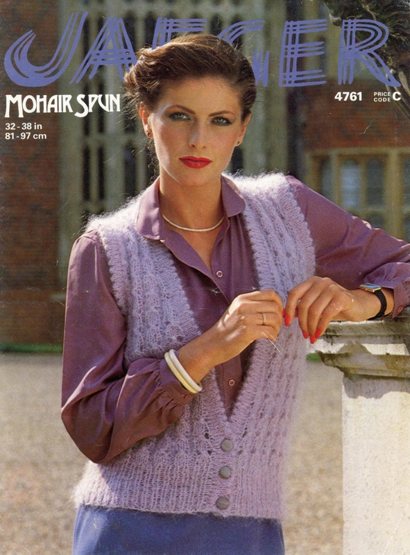 Knitting pattern: Mohair Spun sleeveless cardigan; Jaeger Hand Knitting Leaflet 4761Ltd; 1979; GWL-2015-66-13