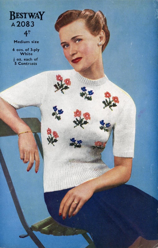 Knitting pattern: Jumper with Fair Isle Flower Motifs; Bestway Leaflet A2083; GWL-2015-34-14