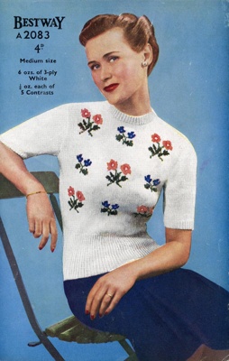 Knitting pattern: Jumper with Fair Isle Flower Motifs; Bestway Leaflet A2083; GWL-2015-34-14