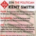 Business card back: Kent Smith ~ The Politician; Burning River Roller Derby; 2016; GWL-2025-118-52-1