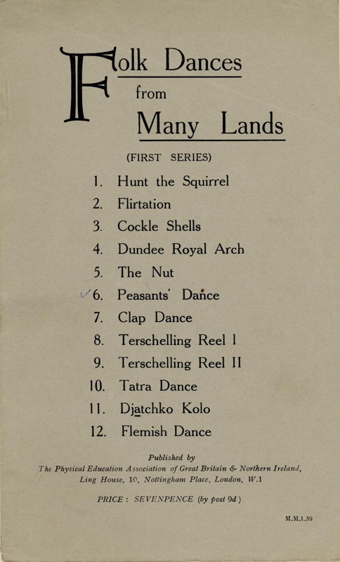 Booklet cover & contents: Folk Dances from Many Lands - First Series; Living Physical Education Association; 1959; GWL-2024-16-9