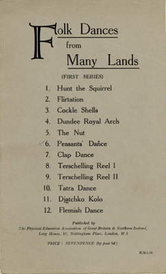 Booklet cover & contents: Folk Dances from Many Lands - First Series; Living Physical Education Association; 1959; GWL-2024-16-9