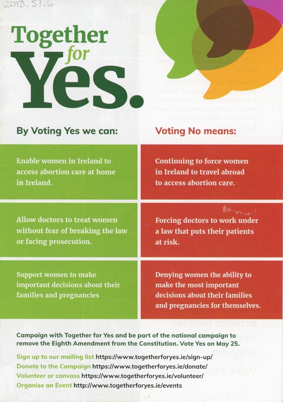 Flyer (front): Together for Yes; Together for Yes; c.2018; GWL-2018-51-6