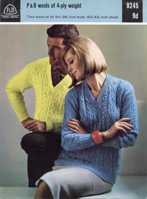 Knitting pattern: Classic Aran Sweater; Patons Booklet No. 9245; 1960s; GWL-2017-12-6