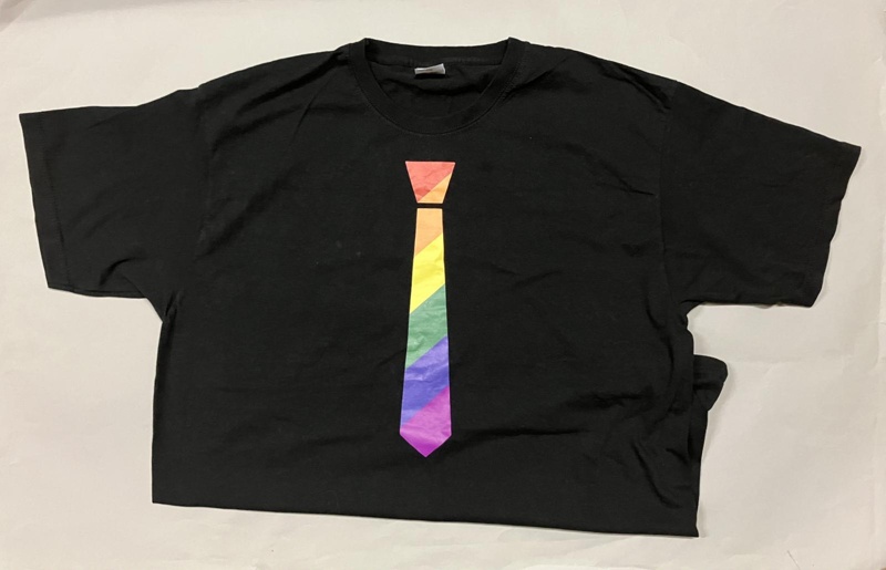 T-shirt front: Rainbow tie; Time for Inclusive Education (TIE); c.2015-25; GWL-2025-133-4