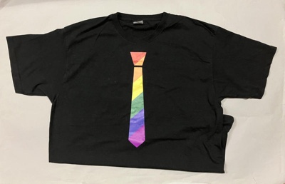 T-shirt front: Rainbow tie; Time for Inclusive Education (TIE); c.2015-25; GWL-2025-133-4