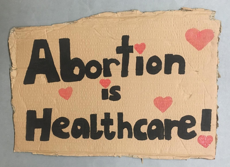 Placard: Abortion is Healthcare; Glasgow Students for Choice; 2023; GWL-2023-55-16