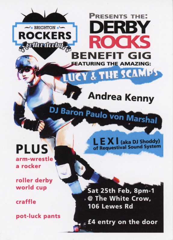 Flyer: Derby Rocks Benefit Gig; Brighton Rockers Roller Derby; c.2010s; GWL-2015-140-18