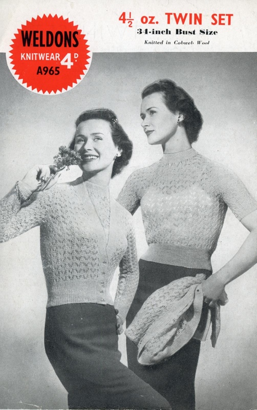 Knitting pattern: 4½ oz. Twin Set; Weldons Knitwear A965; GWL-2014-59-18