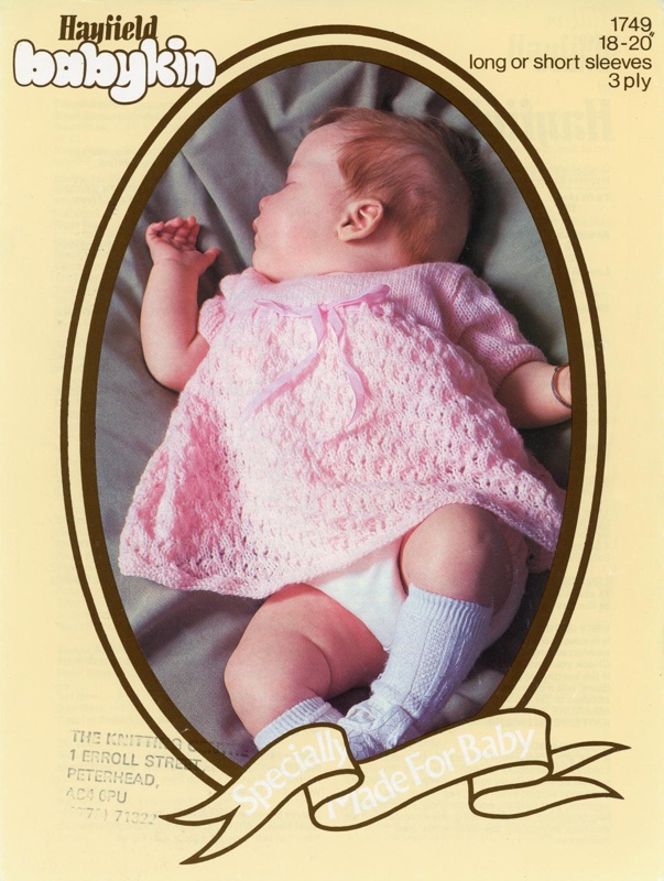 Knitting pattern: Babykin Dress; Hayfield No. 1749: Hayfield Textiles Ltd; 1970s; GWL-2017-11-12