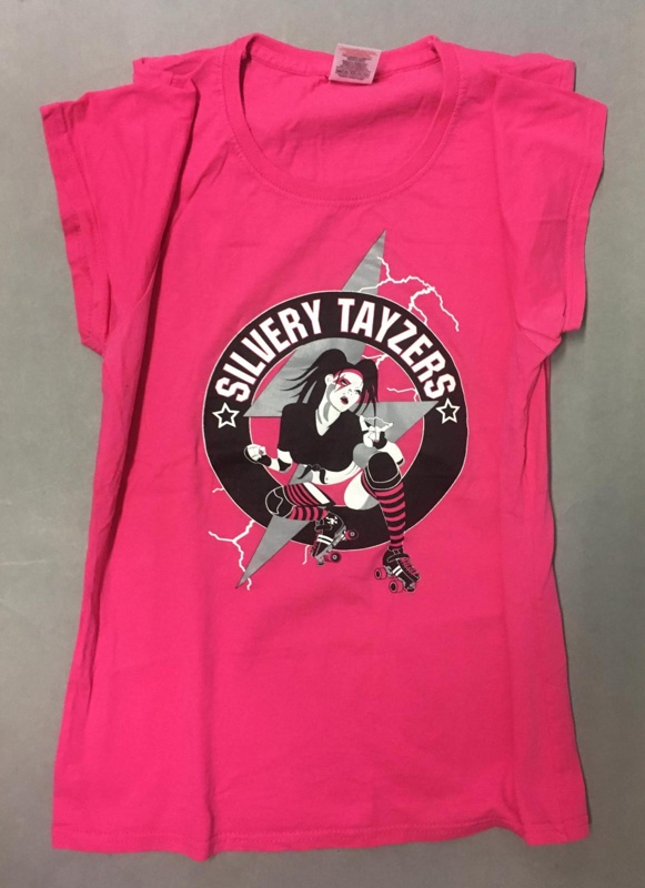 T-shirt: Silvery Tayzers; Dundee Roller Derby; 2010s; GWL-2019-59-70
