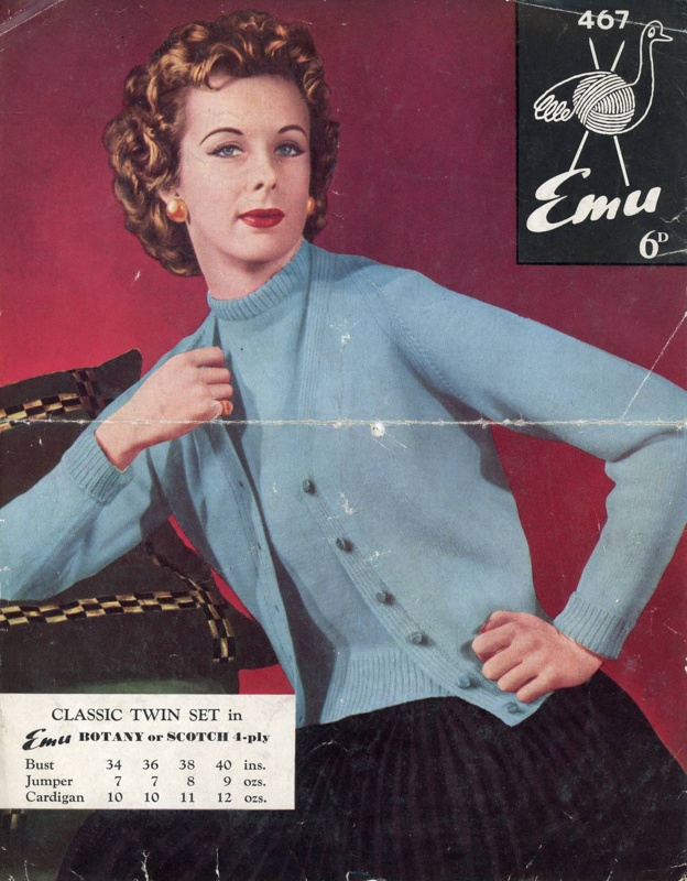 Knitting pattern: Classic Twin Set; Emu Wools No. 467; GWL-2015-34-53